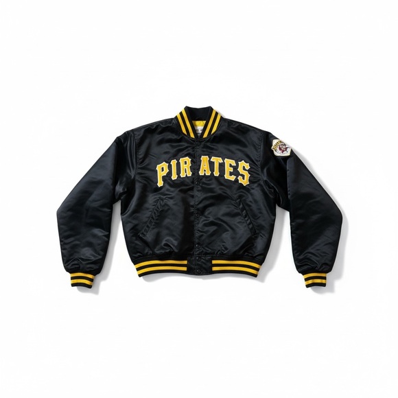STARTER Other - Vtg Pittsburgh Pirates Authentic Diamond Satin Black and Yellow Varsity Jacket
